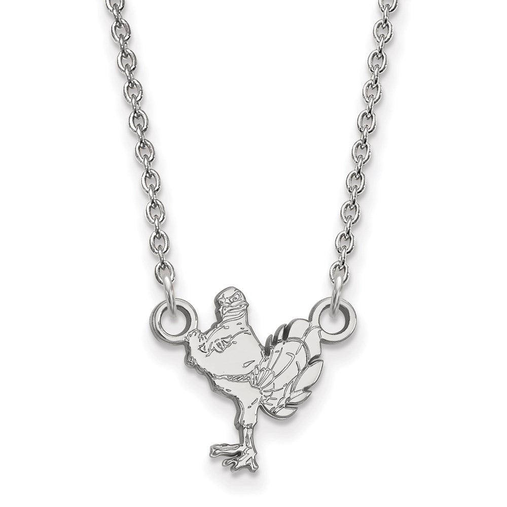 Sterling Silver Rhodium-plated LogoArt Virginia Tech HokieBird Small Pendant 18 inch Necklace