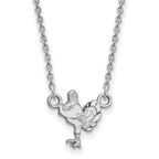 Sterling Silver Rhodium-plated LogoArt Virginia Tech HokieBird Small Pendant 18 inch Necklace