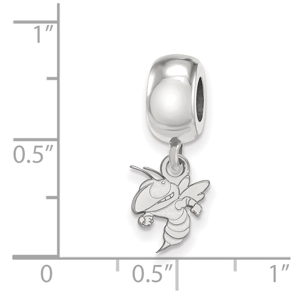 Sterling Silver Rhodium-plated LogoArt Georgia Institute of Technology Yellow Jacket Extra Small Dangle Bead Charm