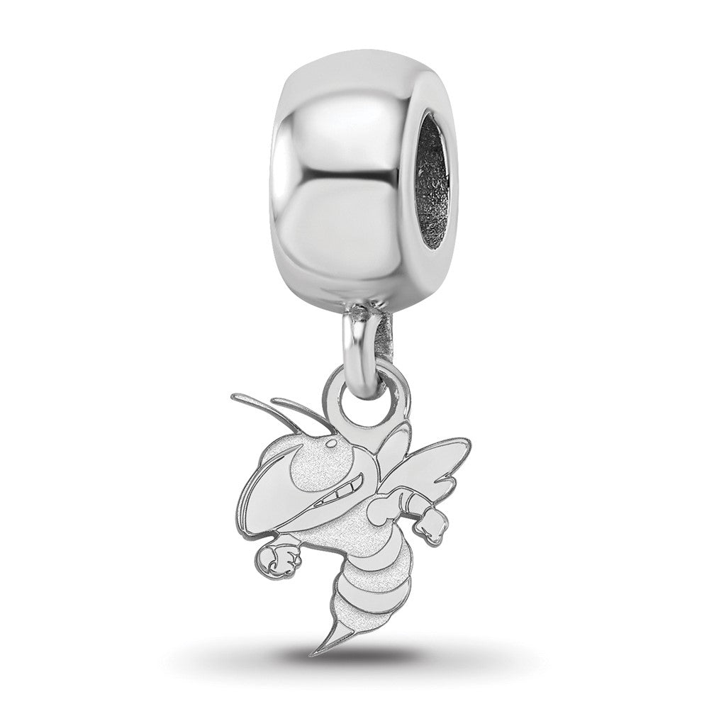 Sterling Silver Rhodium-plated LogoArt Georgia Institute of Technology Yellow Jacket Extra Small Dangle Bead Charm