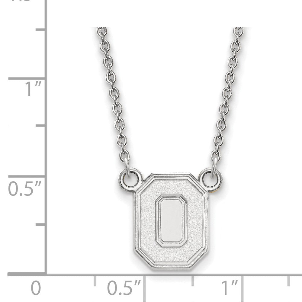 14k White Gold LogoArt The Ohio State University Letter O Small Pendant 18 inch Necklace