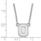 10k White Gold LogoArt The Ohio State University Letter O Small Pendant 18 inch Necklace