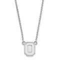 10k White Gold LogoArt The Ohio State University Letter O Small Pendant 18 inch Necklace