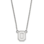 Sterling Silver Rhodium-plated LogoArt The Ohio State University Letter O Small Pendant 18 inch Necklace