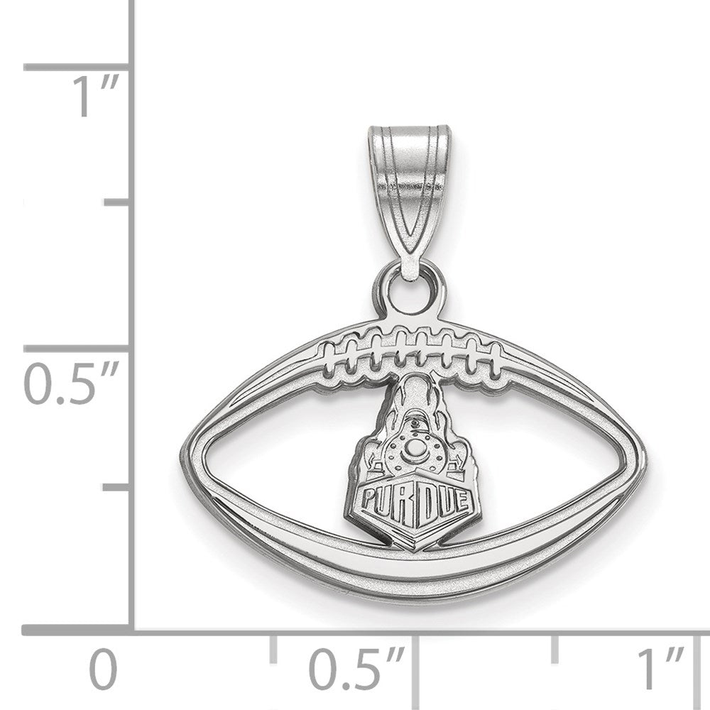 Sterling Silver Rhodium-plated LogoArt Purdue University Boilermakers Train Logo Football Pendant