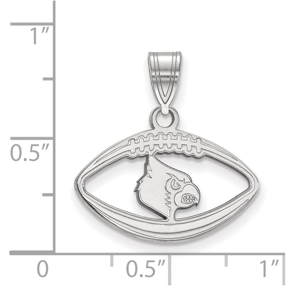 Sterling Silver Rhodium-plated LogoArt University of Louisville Cardinal Football Pendant