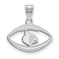 Sterling Silver Rhodium-plated LogoArt University of Louisville Cardinal Football Pendant