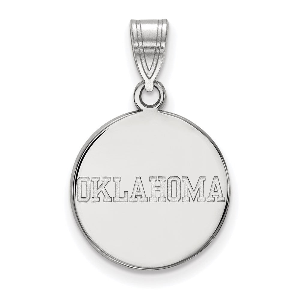 14k White Gold LogoArt University of Oklahoma Medium Disc Pendant