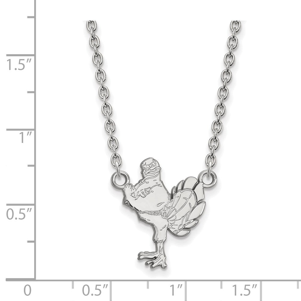 Sterling Silver Rhodium-plated LogoArt Virginia Tech HokieBird Large Pendant 18 inch Necklace