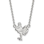 10k White Gold LogoArt Virginia Tech HokieBird Large Pendant 18 inch Necklace