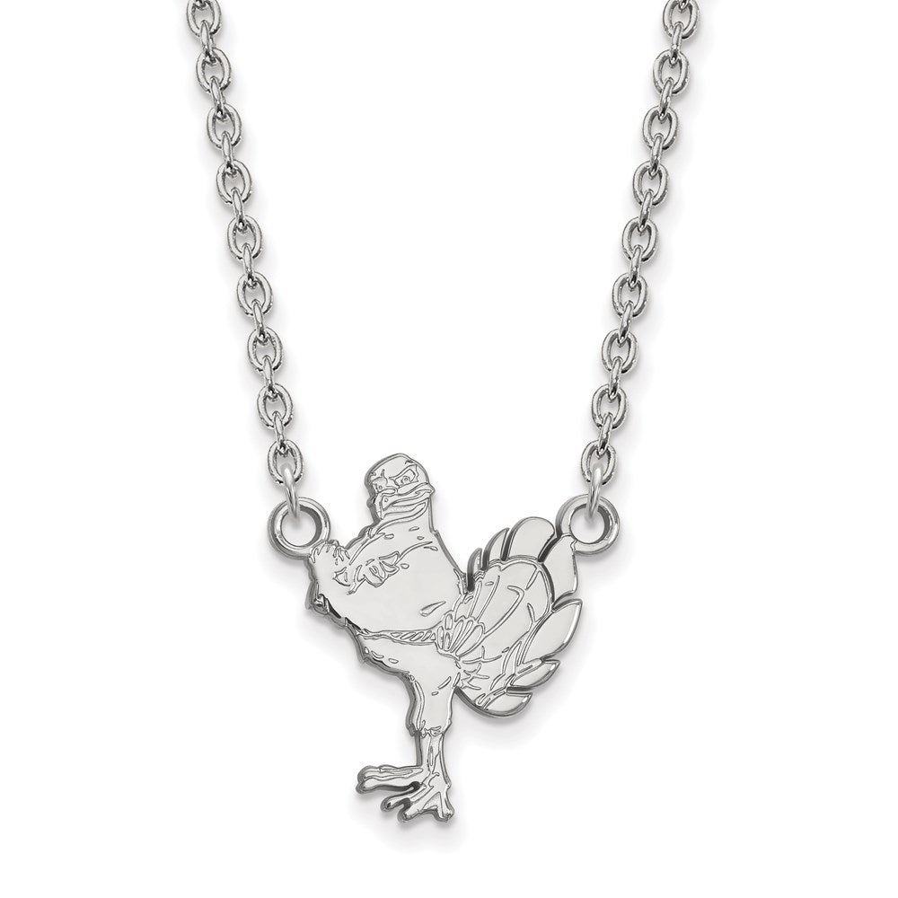 14k White Gold LogoArt Virginia Tech HokieBird Large Pendant 18 inch Necklace