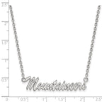 Sterling Silver Rhodium-plated LogoArt West Virginia University Mountaineers Script Medium Pendant 18 inch Necklace