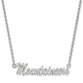 Sterling Silver Rhodium-plated LogoArt West Virginia University Mountaineers Script Medium Pendant 18 inch Necklace