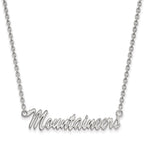 Sterling Silver Rhodium-plated LogoArt West Virginia University Mountaineers Script Medium Pendant 18 inch Necklace