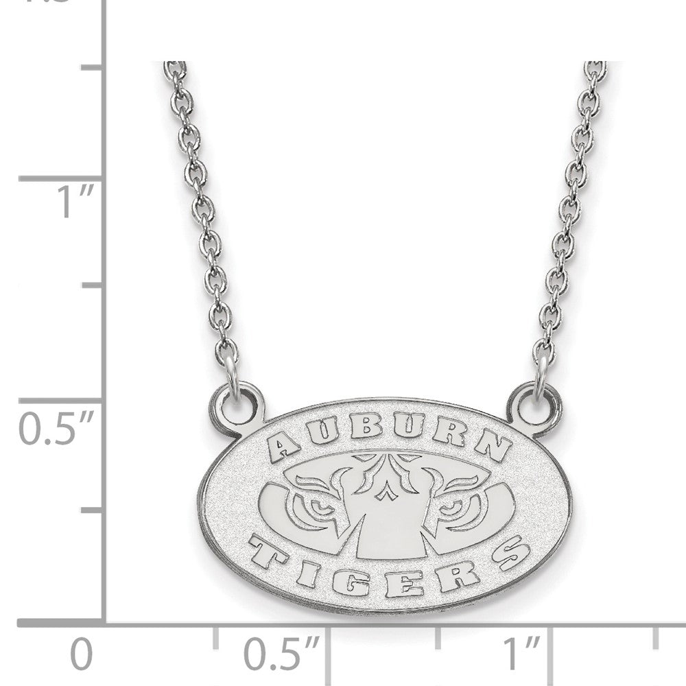 Sterling Silver Rhodium-plated LogoArt Auburn Tigers Small Pendant 18 inch Necklace