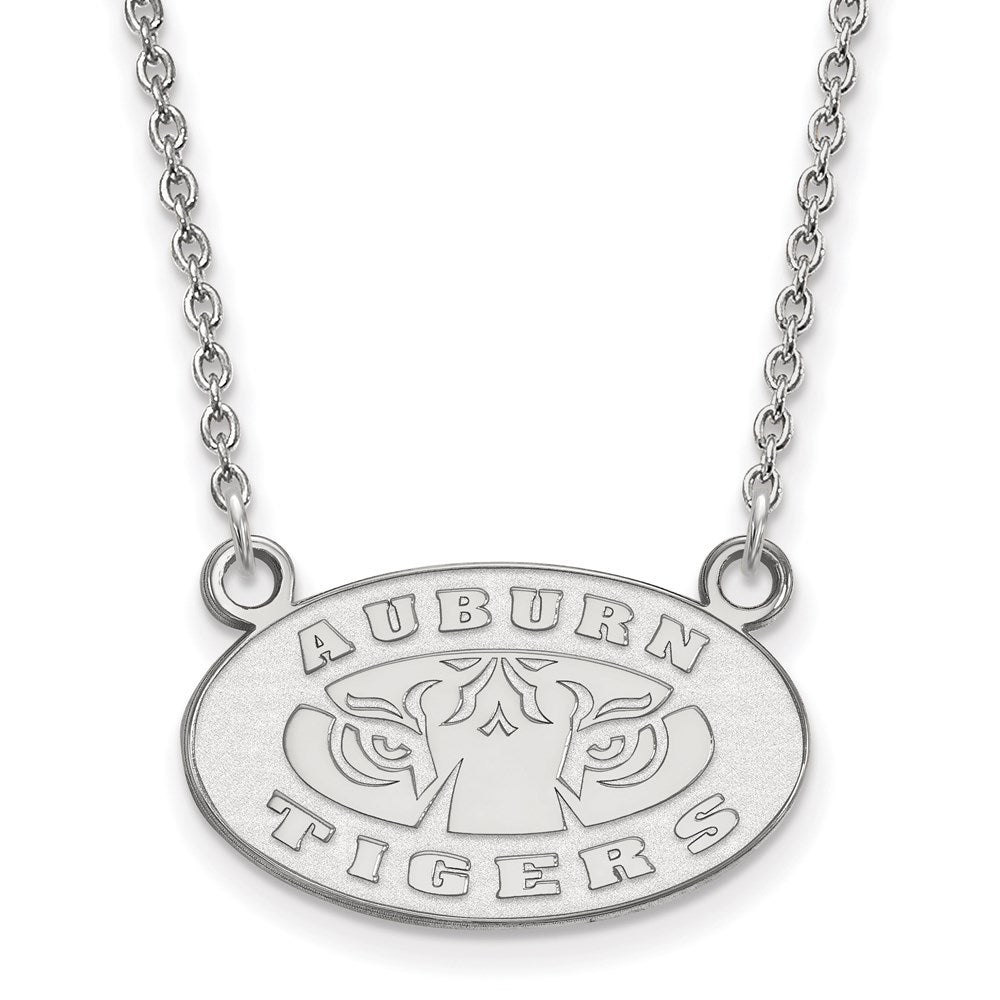 Sterling Silver Rhodium-plated LogoArt Auburn Tigers Small Pendant 18 inch Necklace