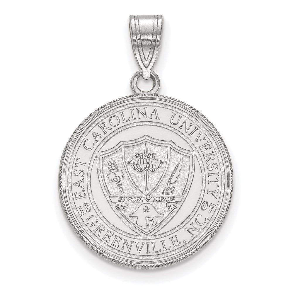 Sterling Silver Rhodium-plated LogoArt East Carolina University Large Crest Pendant