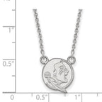 Sterling Silver Rhodium-plated LogoArt Florida State University Seminole Small Pendant 18 inch Necklace
