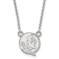Sterling Silver Rhodium-plated LogoArt Florida State University Seminole Small Pendant 18 inch Necklace