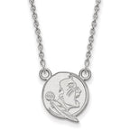 Sterling Silver Rhodium-plated LogoArt Florida State University Seminole Small Pendant 18 inch Necklace