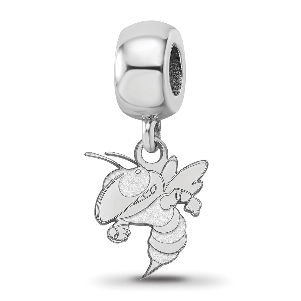 Sterling Silver Rhodium-plated LogoArt Georgia Institute of Technology Yellow Jacket Small Dangle Bead Charm