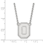 14k White Gold LogoArt The Ohio State University Letter O Large Pendant 18 inch Necklace