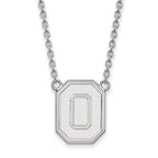 Sterling Silver Rhodium-plated LogoArt The Ohio State University Letter O Large Pendant 18 inch Necklace