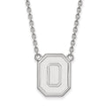 10k White Gold LogoArt The Ohio State University Letter O Large Pendant 18 inch Necklace