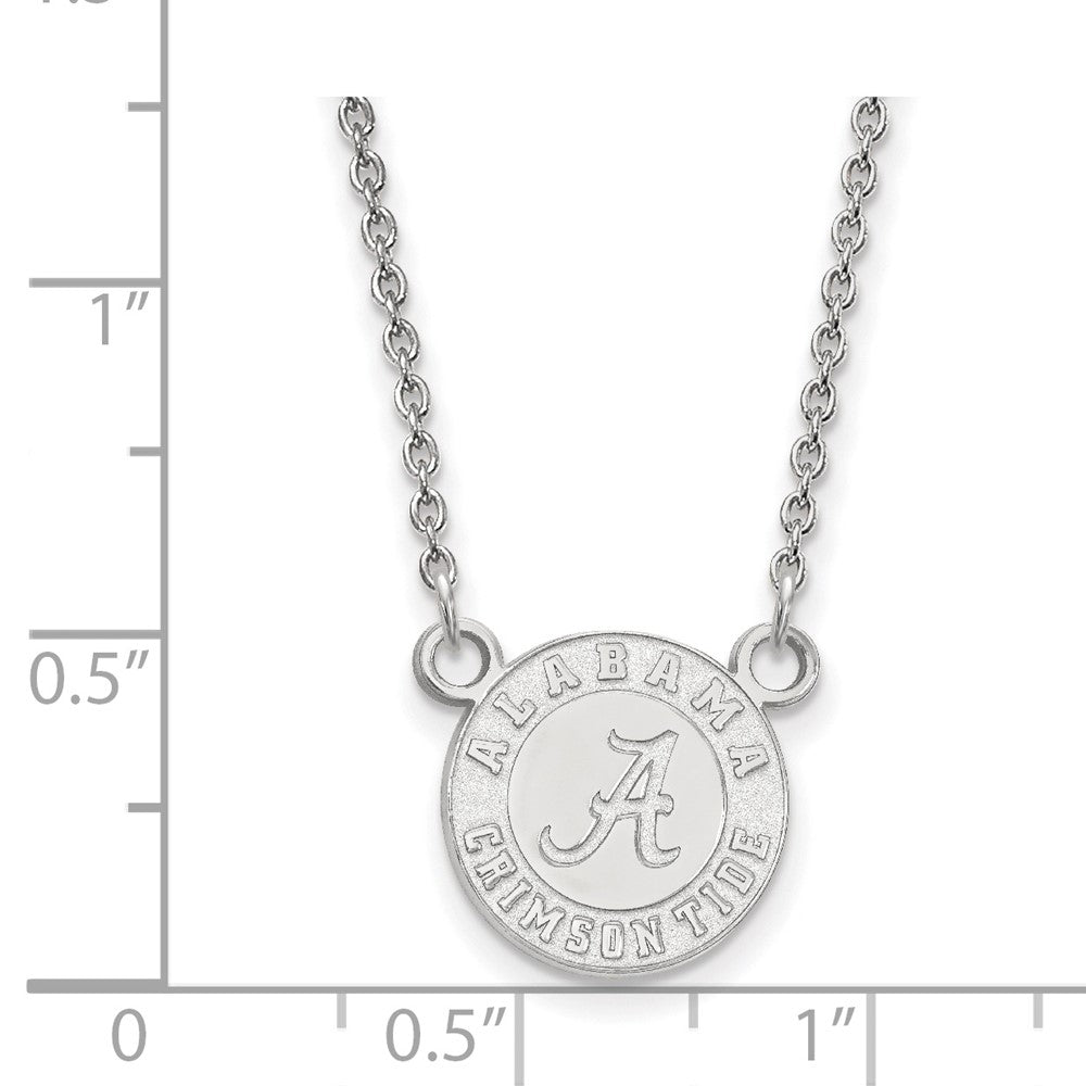 Sterling Silver Rhodium-plated LogoArt University of Alabama Crimson Tide Small Pendant 18 inch Necklace