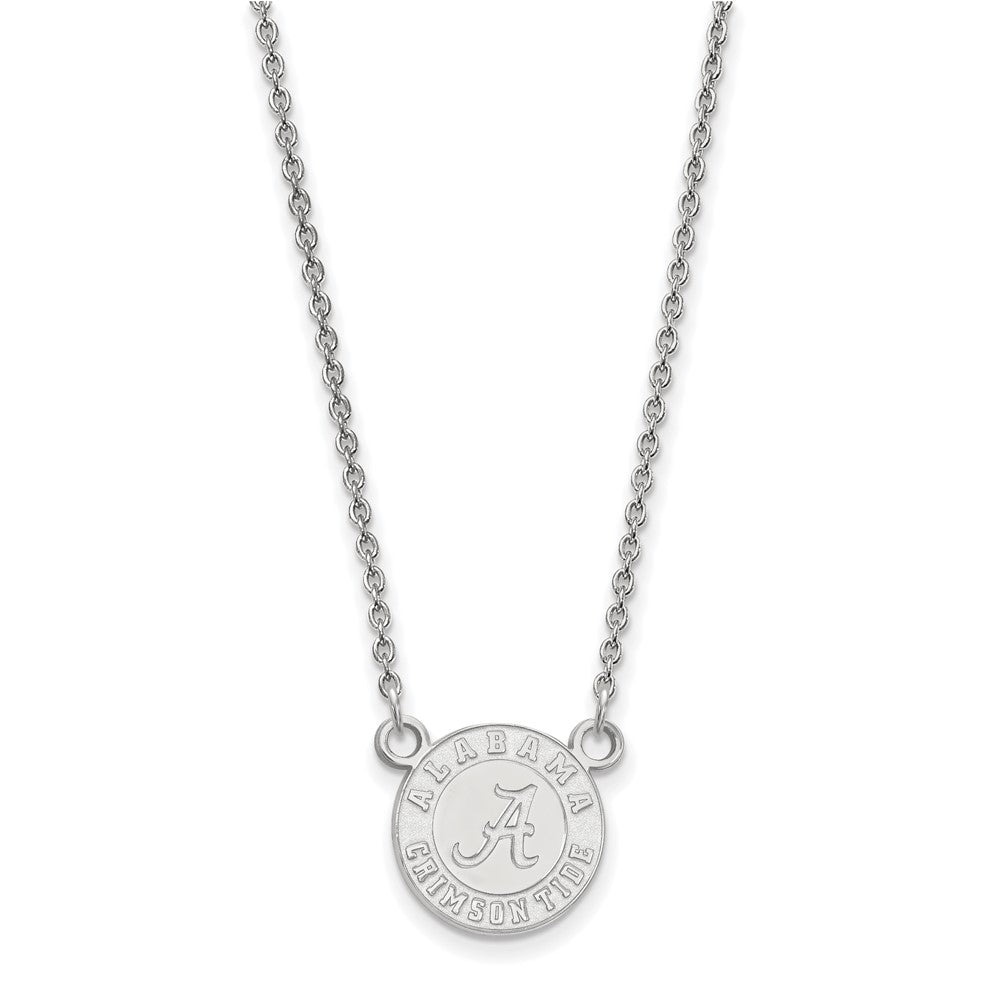 Sterling Silver Rhodium-plated LogoArt University of Alabama Crimson Tide Small Pendant 18 inch Necklace