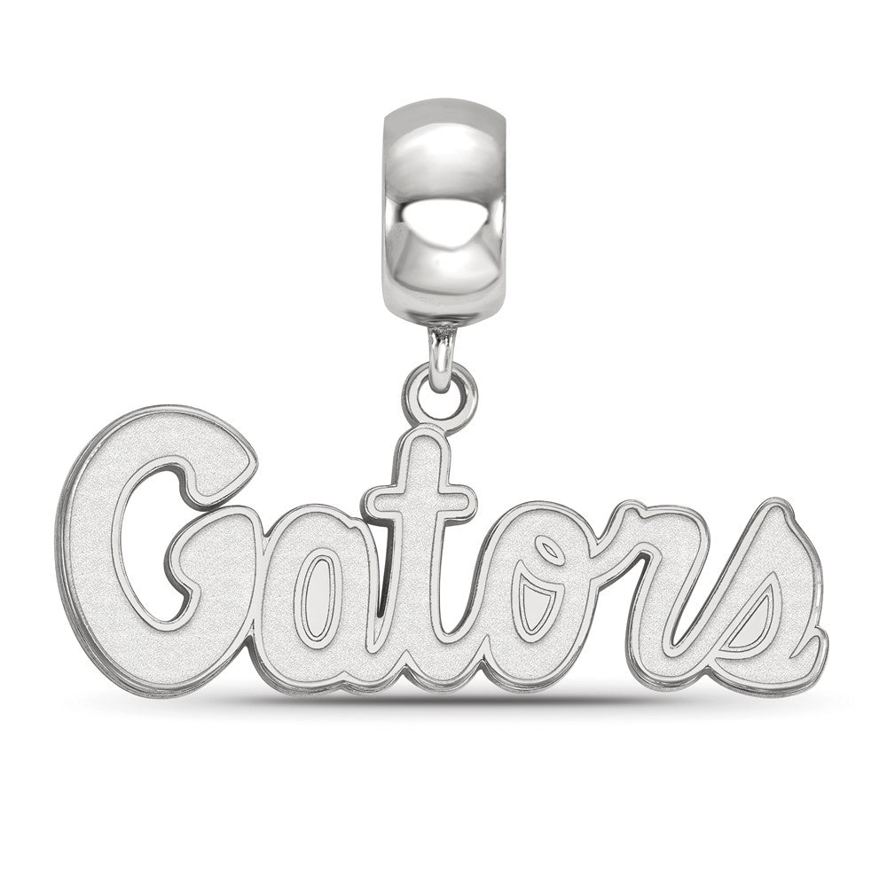 Sterling Silver Rhodium-plated LogoArt University of Florida Gators Script Small Dangle Bead Charm