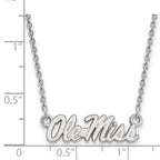 14k White Gold LogoArt University of Mississippi Ole Miss Small Pendant 18 inch Necklace