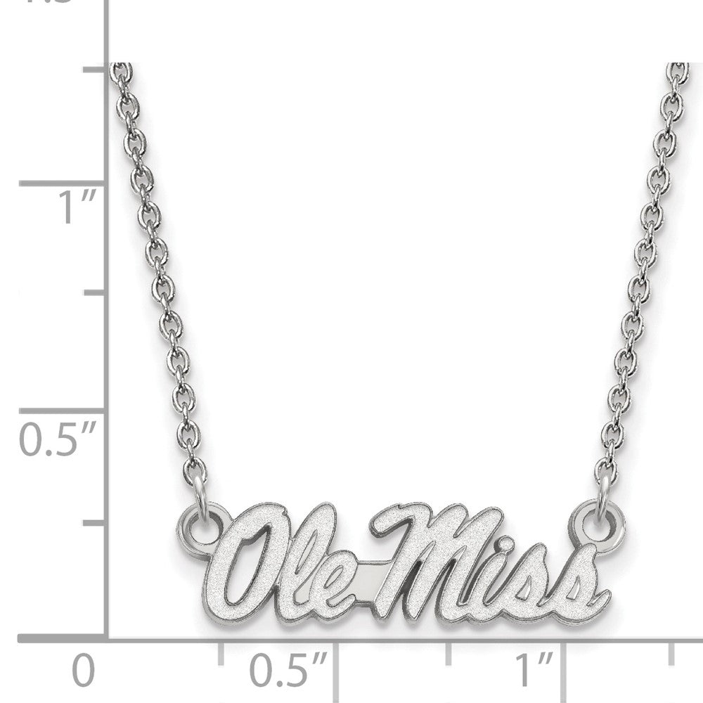 14k White Gold LogoArt University of Mississippi Ole Miss Small Pendant 18 inch Necklace