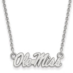 Sterling Silver Rhodium-plated LogoArt University of Mississippi Ole Miss Small Pendant 18 inch Necklace