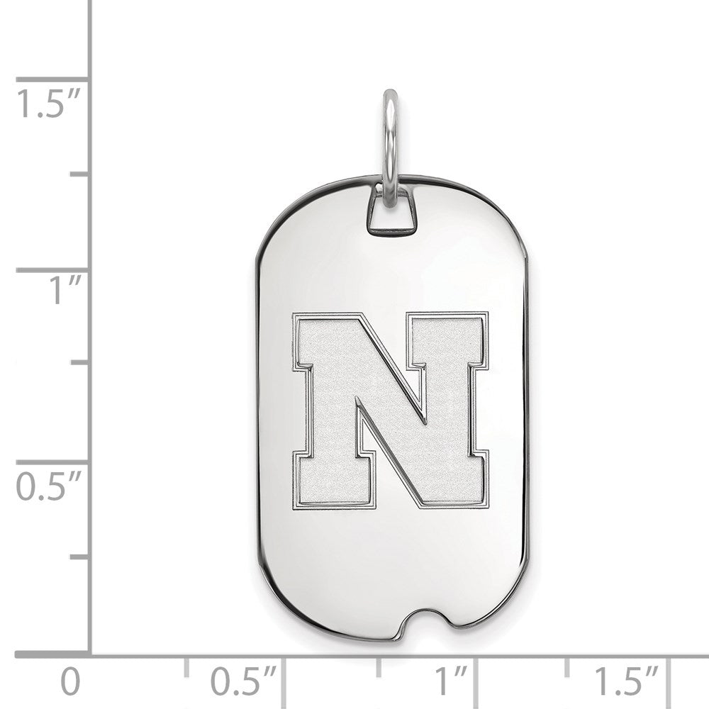10k White Gold LogoArt University of Nebraska Letter N Small Dog Tag Pendant
