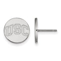 Sterling Silver Rhodium-plated University of Southern California U-S-C Extra Small Disc Post Earrings