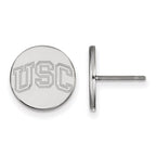 Sterling Silver Rhodium-plated University of Southern California U-S-C Extra Small Disc Post Earrings