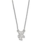 14k White Gold LogoArt University of Wisconsin Badger Small Pendant 18 inch Necklace