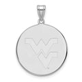 10k White Gold LogoArt West Virginia University W-V Extra Large Disc Pendant