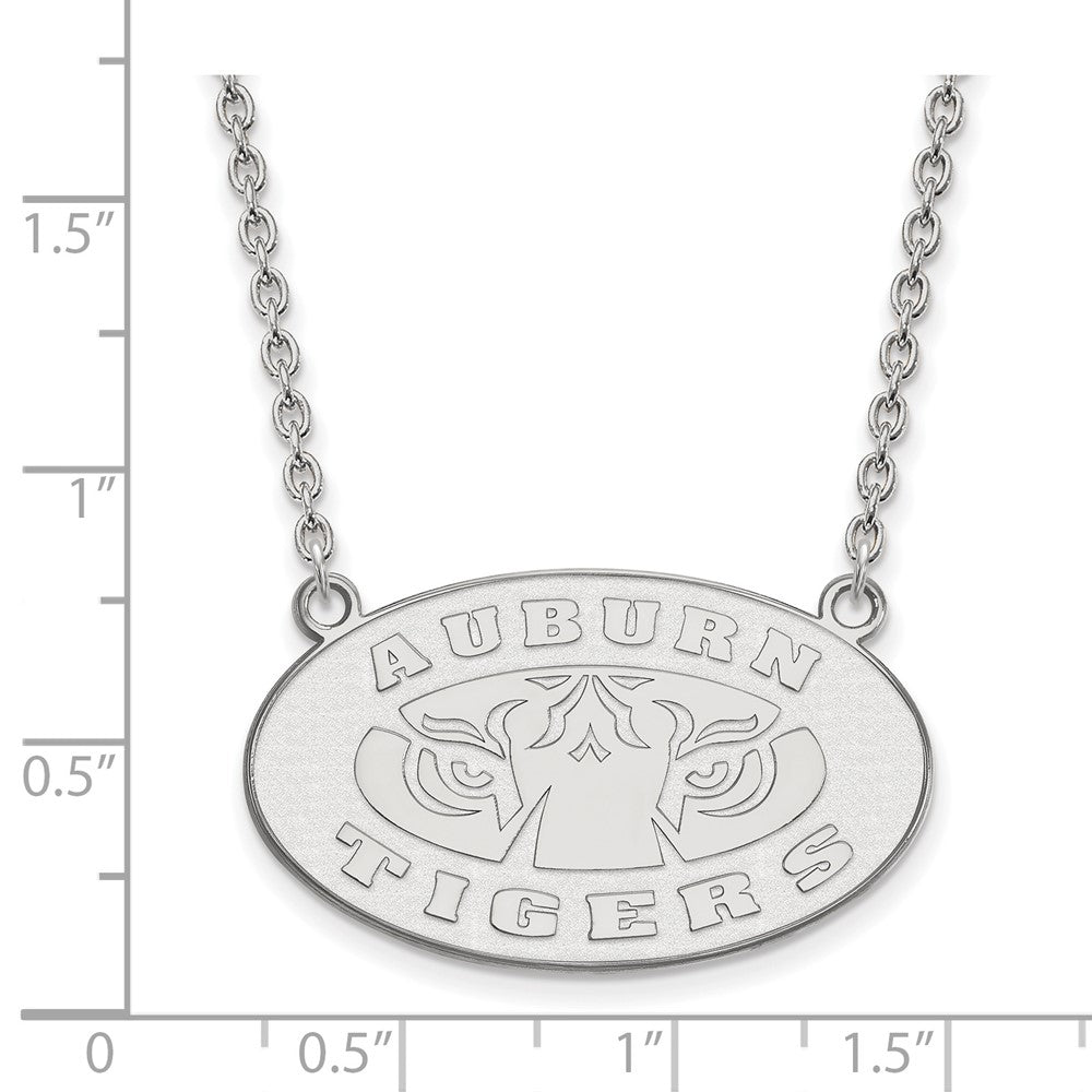14k White Gold LogoArt Auburn Tigers Large Pendant 18 inch Necklace