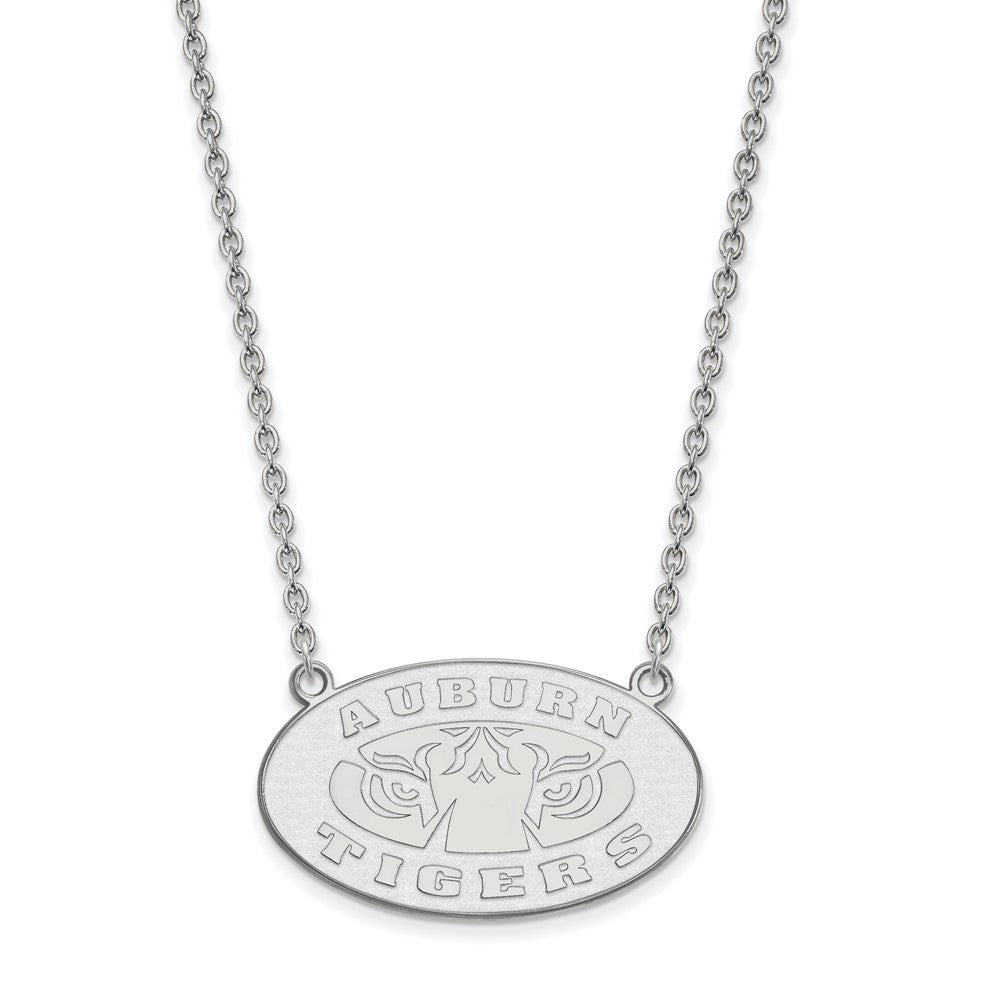 14k White Gold LogoArt Auburn Tigers Large Pendant 18 inch Necklace