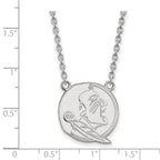 Sterling Silver Rhodium-plated LogoArt Florida State University Seminole Large Pendant 18 inch Necklace