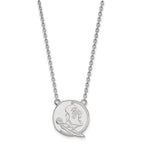 10k White Gold LogoArt Florida State University Seminole Large Pendant 18 inch Necklace