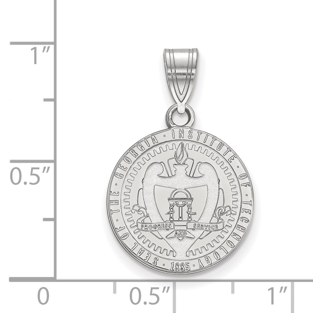 Sterling Silver Rhodium-plated LogoArt Georgia Institute of Technology Medium Crest Pendant