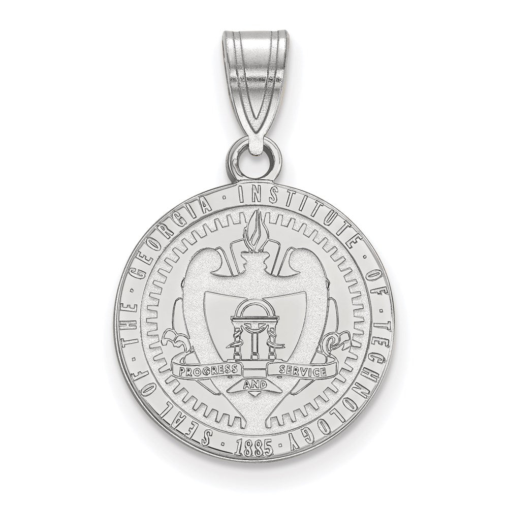 Sterling Silver Rhodium-plated LogoArt Georgia Institute of Technology Medium Crest Pendant