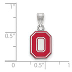 Sterling Silver Rhodium-plated LogoArt The Ohio State University Letter O Small Enameled Pendant