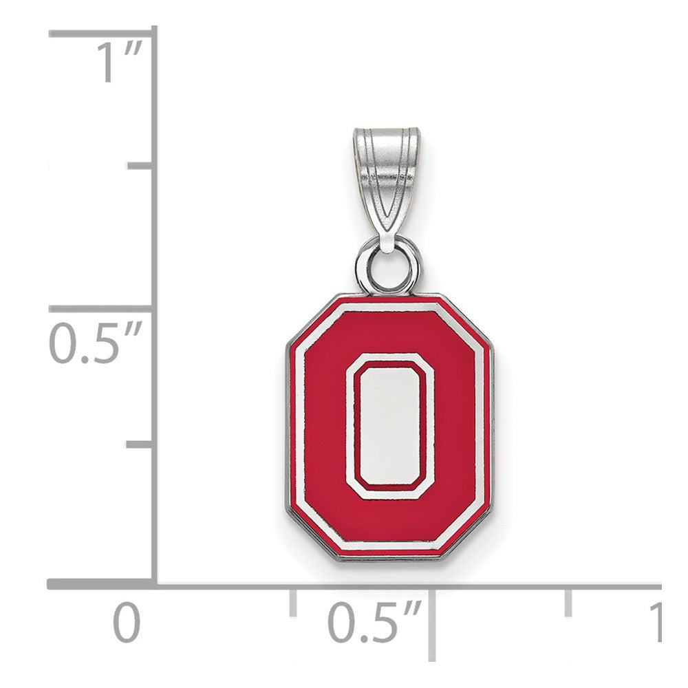 Sterling Silver Rhodium-plated LogoArt The Ohio State University Letter O Small Enameled Pendant