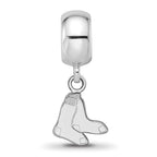 Sterling Silver Rhodium Plated Major League Baseball LogoArt Boston Red Sox Extra Small Dangle Bead