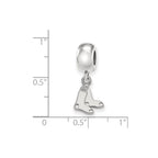 Sterling Silver Rhodium Plated Major League Baseball LogoArt Boston Red Sox Extra Small Dangle Bead
