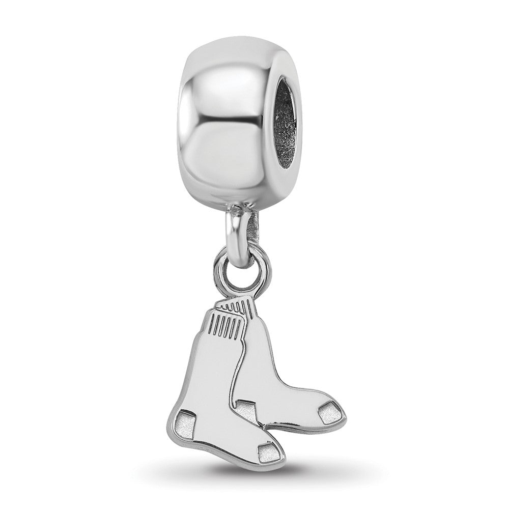 Sterling Silver Rhodium Plated Major League Baseball LogoArt Boston Red Sox Extra Small Dangle Bead